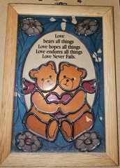 Love Bears All Things Cute Teddy Bear Stained Glass Suncatcher Plaque READ!
