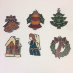 Lot of 6 Vintage Christmas Winter Holiday Suncatchers Lightcatchers Multi Color
