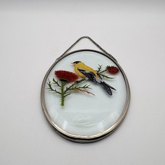 2 Lyford Beveled Glass Metal Bird Window Suncatcher Hanging Bluejay Goldfinch