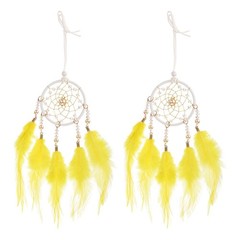 2pcs Dream Catchers with Crystal Beads Wall Decor for Decoration, Yellow