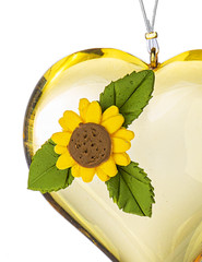 Ganz Crystal Expressions Tiny Acrylic Yellow Heart Suncatcher with Sunflower