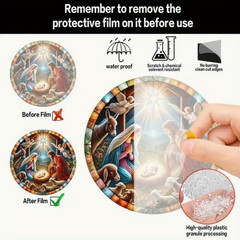 Acrylic Christmas Nativity/Holy Family Suncatcher-2D-Stained Glass Look-5.9in