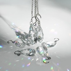 Crystal Sun Catcher, 38mm Hanging Clear Teardrops Chandelier Crystals Parts