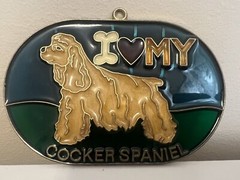I Love My Cocker Spaniel 5″ Stained Glass Style Window Sun Catcher Golden Fur