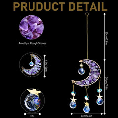 Amethyst Crystal Moon Suncatcher Prism for Window, Car, Garden | Rainbow Maker,