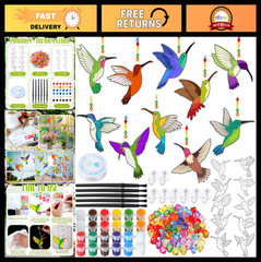 30 Sets DIY Summer Suncatchers Kits – Hummingbird Window Art Crafts, Party Decor