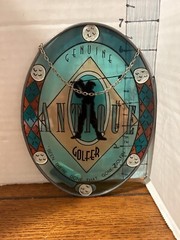 Joan Baker Stained Glass Genuine Antique Golfer Suncatcher