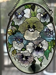 AMIA Hand Painted Oval Flowers Sun Catcher Denver Co.