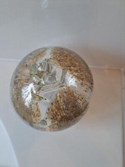 Witches Ball Hand Blown Glass Ornament Sun Catcher Large Stems Glitter Yellow