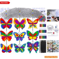 Rainbow Butterfly Suncatcher Painting Kit – 27 Sets of Fun Art Projects for Kids