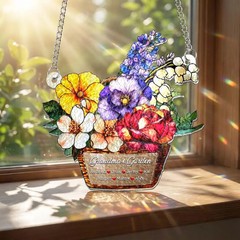 Custom Grandmas Garden Wavy Suncatcher Acrylic Window Decor Gift