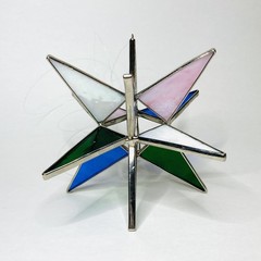 12 Point Stained Glass Moravian Star Multicolor 5” Sun Catcher Window Hanging