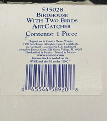Enesco Via Vermont ArtCatchers Birdhouse Two Birds Printed Suncatcher