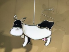 Stain Glass Sun Catcher Black And White ￼ With Bell ￼Handmade￼ Gift quality￼