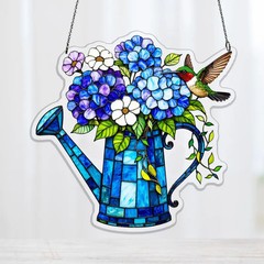 Blue Hydrangea Bouquet Suncatcher Acrylic Flower Garden Decor Gift