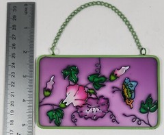 Vintage Butterfly Flower Stained Glass Style/Painted Suncatcher