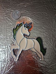 Unicorn Stained Glass Window Suncatcher w/ Suction Cup, Vintage, 4x3in