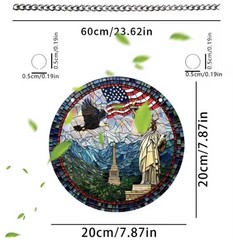 Patriotic Bald Eagle & Statue of Liberty Resin Suncatcher | American Flag Window