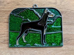 Vintage 1996 Sun Catcher Stained Glass Dog Doberman Pincher