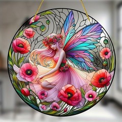 2D Flat Fantasy Fairy Sun Catcher Acrylic Hanging Door Decoration for Garden