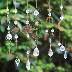 Sun Catchers 10 Pieces Colorful Crystal Suncatcher W/ Chain Pendant Ornaments
