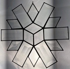 9″ Beveled Glass Sun Catcher Vintage Geometric Star Snowflake Lead Solder Window
