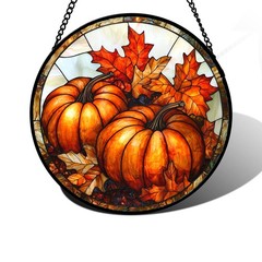 Stained Glass Pumpkin Maple Leaf Suncatcher for Home Decoration and Gifts