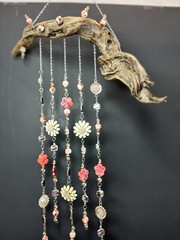 Suncatcher Driftwood Decor Orange Flowers Sliver