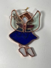 Set of 2 Stained Glass Moveable Angels 5 in.