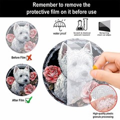 West Highland White Terrier with Roses Acrylic Suncatcher Dog Lover Decoration