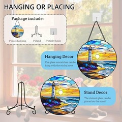 Golden Sunrise Stained Glass Suncatcher – Window Decor Gift for All Occasions