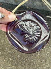 Amethyst Purple Nautilis Embossed Glass Shell Suncatcher Ornament Shell Beach