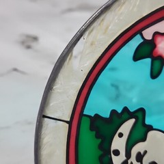 Puppy Dog Stained Glass Suncatcher Dalmatian Puppies Fire Hydrant 6″ Round