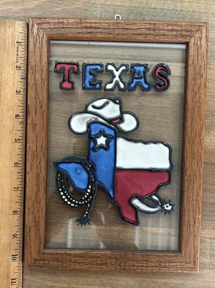 Hand Painted Stained Glass Look TEXAS suncatcher Wall Decor 7 Inch By 10 Inch