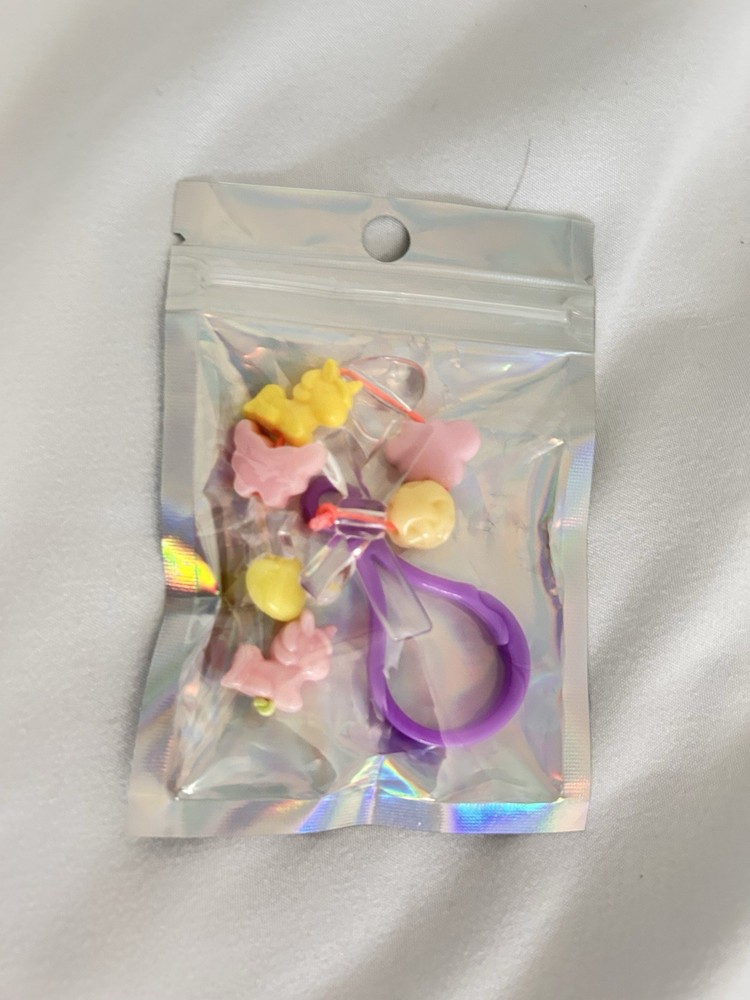 Plastic Hanging Suncatcher Charm w/ Purple Clip, Beads & Bow Pendant, Multi