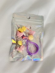 Plastic Hanging Suncatcher Charm w/ Purple Clip, Beads & Bow Pendant, Multi