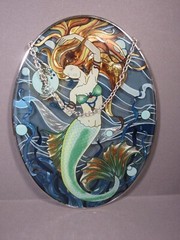 Mermaid Sun Catcher Glass Under the Sea 8.5″ x 6.25″ with Chain