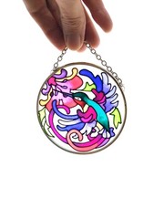 Light Catcher Hummingbird & Flowers 3.5″ Diameter