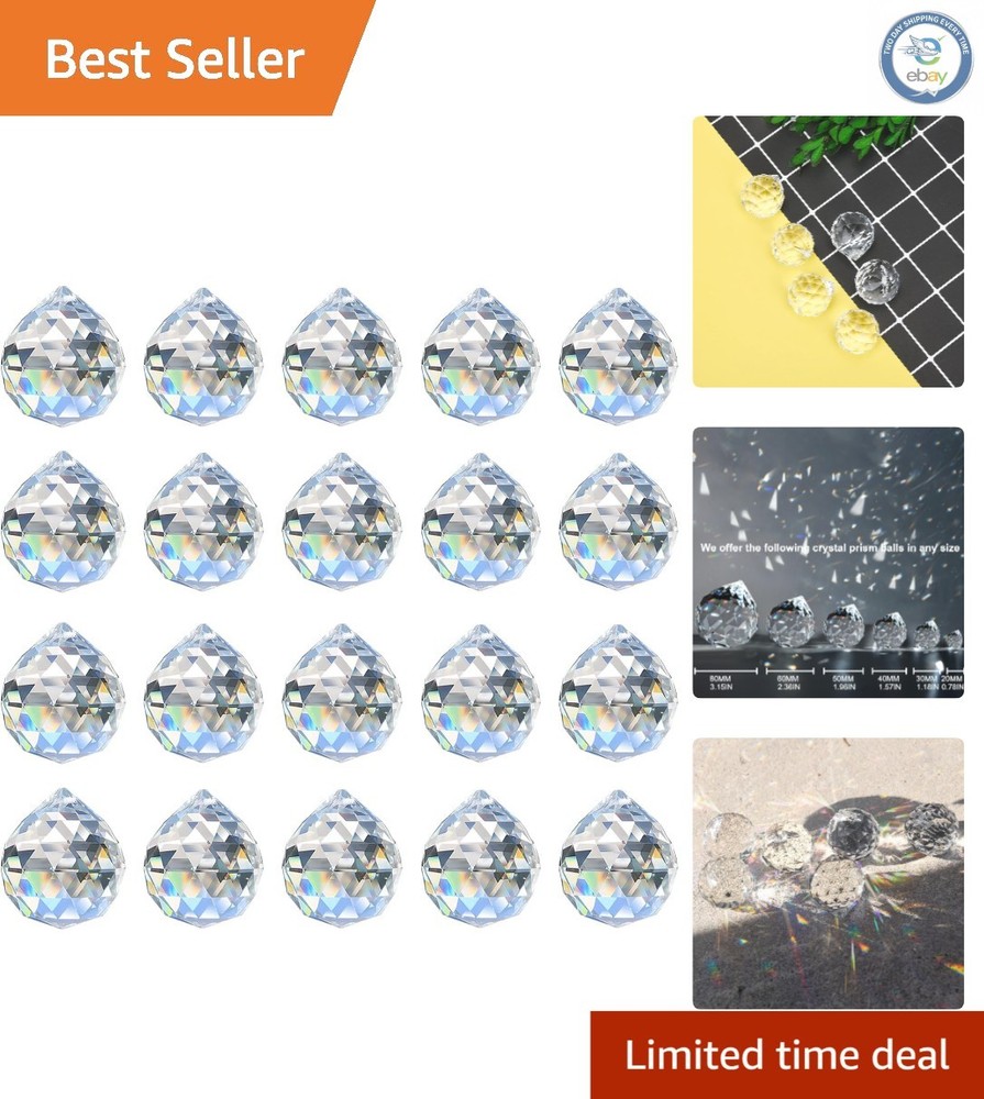 Elegant 20pcs Crystal Prism Set – 30mm Rainbow Reflectors for Weddings & Parties