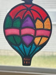 Vintage Glitter Hot Air Balloon Sun Catcher Stained Glass Style Retro Handmade