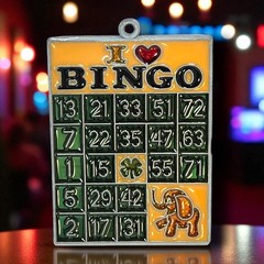 Vintage I Love Bingo Suncatcher Ornament Melt Bead Lucky Elephant Clover Retro