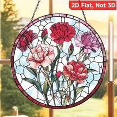 Flat Acrylic Carnation Flower Wall Art Hanging Ornament Pretty Sun Catchers Gift
