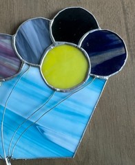 Vintage Bouquet of Balloons Stained Glass Suncatcher 10.5 x 9.5”