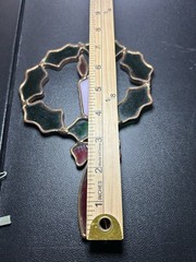 Stained Glass Lot Of 3 Vintage Holiday Pieces In Good Condition & 2 W/damage