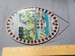 Stain Glass Window Door Porch Garden Welcome Sun Catcher Pretty Country Home