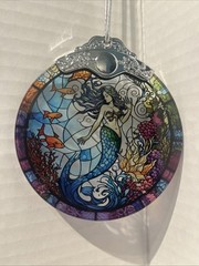 Beautiful Mermaid Sea – Ocean Colored Glass Window Hanging Ornament Sun Catcher.