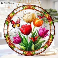 Vibrant Spring Tulips Acrylic Suncatcher Garden Home Hanging Decoration Gift