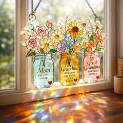 Acrylic Suncatcher Generations Floral Jar
