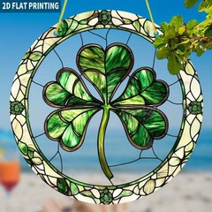 St. Patrick’s Day Lucky Four-Leaf Clover Acrylic Window Hanging 2D Home Decor