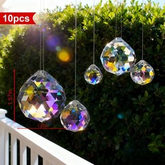 10X FengShui Hanging Crystal Ball 40mm Faceted Activating Good Energy Suncatcher